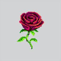 Beautiful red rose flower Icon pixelated for the pixel art game and icon for website and game. old school retro. vector