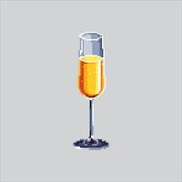 Luxury Champagne glass Icon pixelated for the pixel art game and icon for website and game. old school retro. vector