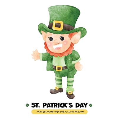 Cute St. Patrick's Day Leprechaun watercolor