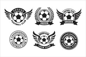 Logo Design of the Monochrome Soccer Club symbol with Wings and Laurel Elements. They represent the team championship and theme of the team. vector