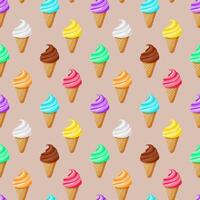 Colorful ice cream cone seamless pattern. Graphic design. vector