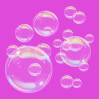 Soap bubbles on pink background. Graphic design. vector