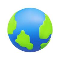 illustration, 3D render of an icon of a globe. that shows the surface features of green continents and blue oceans Concept of nature, environmental conservation, sustainability isolated on whit vector