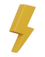 illustration, 3D render of golden lightning icon. Rounded corner design It conveys energy, speed, and power. For use in technology themes creativity Isolated on transparent background. vector