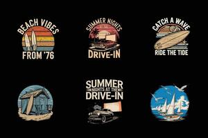 Vintage beach and surf emblems vector