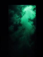 Fantastic abstract background with green nebula and rays of light. Emerald Night Sky photo