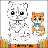 Charming Kitty Coloring Page vector