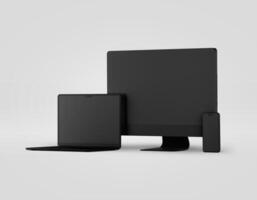 Modern Black Multi-Device Technology Display Setup photo