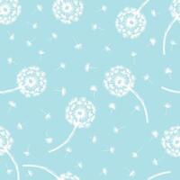 Seamless pattern with dandelions on a blue background. vector