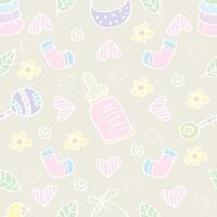 Seamless pattern with baby shower elements. vector