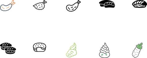 Sushi Icons Collection for Design vector
