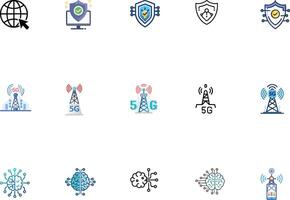 Networking and Communication Icons Bundle vector