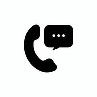 Minimalist Black Telephone with Speech Bubble Icon for Communication and Customer Service Designs vector
