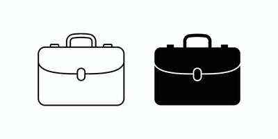 Minimalist Briefcase Icon Set in Black and Outline Styles for Business Professional Branding Designs vector