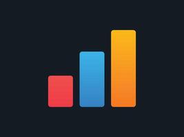 Colorful Bar Chart Icon in Red Blue and Orange on Dark Background for Data Visualization Designs vector