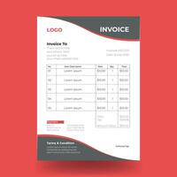 Minimal Invoice design template with red and black color vector