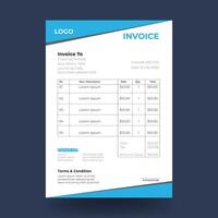 Modern Invoice design template with blue and black color vector
