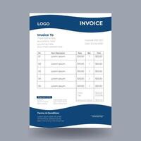 Professional Invoice design template with blue color vector