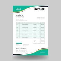 Professional Invoice design template with green and black color vector