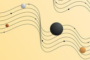 Abstract luxury background with wavy lines and balls. Quiet geometric motion backdrop. vector
