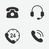 Call and Customer Support Icon Set. Phone, Headset, and Call Center Icons. Customer Service Symbol Pack. vector