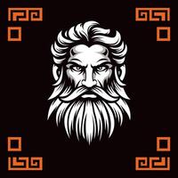 illustration geek bearded man with intense eyes, styled in a bold, vintage, and masculine graphic design. vector