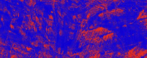 Abstract red and blue colored background with halftone effect. Brush drawn scratches splatter grunge distressed background. Grainy bold brush strokes texture with small dots. Urban punk background vector