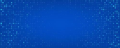 Trendy abstract background with digital pixel particles. Futuristic geometric style with vibrant blue color and glowing light effects. Modern halftone design. Great for banners, posters, presentation vector