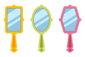 Set of small mirrors of different shapes. vector