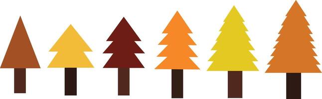 set of different shades rustic Fall color of Autumn trees illustration clipart, Multicolored autumn trees illustration, Different Hues of Autumn trees, Colorful Fall Foliage, Fall Tree Collection vector