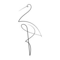 Elegant, minimalist line art of a flamingo. Abstract design with a single, continuous line creating a modern and stylish bird illustration on white background vector