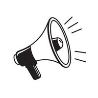 Megaphone icon, simple black and white design, line art, minimalist, announcement symbol vector