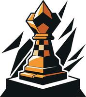 Chess piece, king, geometric design, orange and black, abstract art, sharp angles, dynamic composition, bold contrasts, stylized illustration, art, modernist aesthetic vector