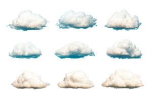 Various cloud formations on a transparent background for design use png