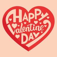 Valentine's Day greeting card, large red heart shape, white text, Happy Valentine's Day typography vector