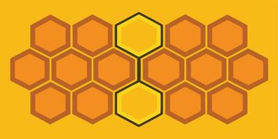 Geometric honeycomb pattern, hexagonal shapes, orange and yellow colors, minimalist design, flat illustration, bold outlines vector