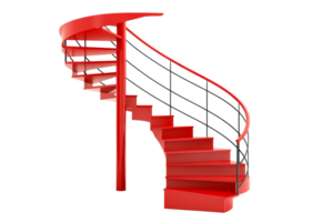 Red spiral staircase with smooth design and elegant curves png