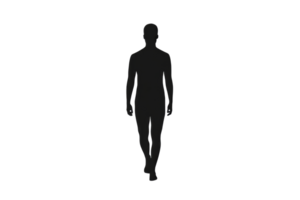 Silhouette of a person walking forward on a transparent background png