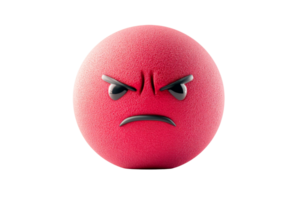 Red round character with an angry expression on transparent background png