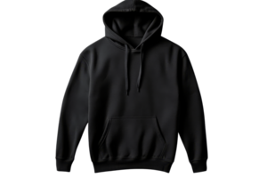 Stylish black hoodie with a modern design and comfortable fit png