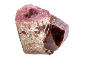 close-up Macro mineral tourmaline stone on a white background photo