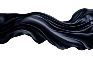 Black silk drapes elegantly on a transparent background png