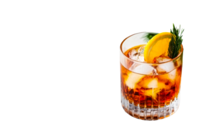 Cocktail glass with ice and lemon on transparent background png