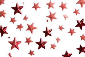 Red glitter stars on transparent background for festive occasions png