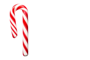 A vibrant candy cane featuring red and white stripes stands upright png