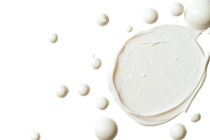Creamy white texture with floating droplets on transparent background png