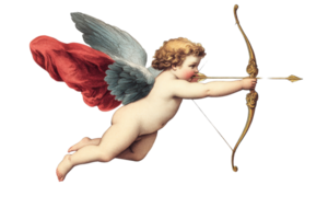 Cherubic figure shooting arrows on a transparent background png