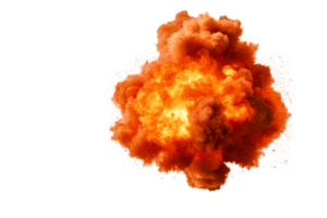 Explosive fireball with smoke and debris on transparent background png