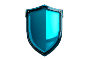 Vibrant blue shield with a sleek design and transparent background png