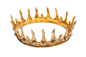 Gold crown with pointed design on transparent background png